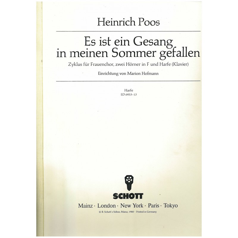 Heinrich Poos, Es ist ein Gesang in meinen Sommer gefallen