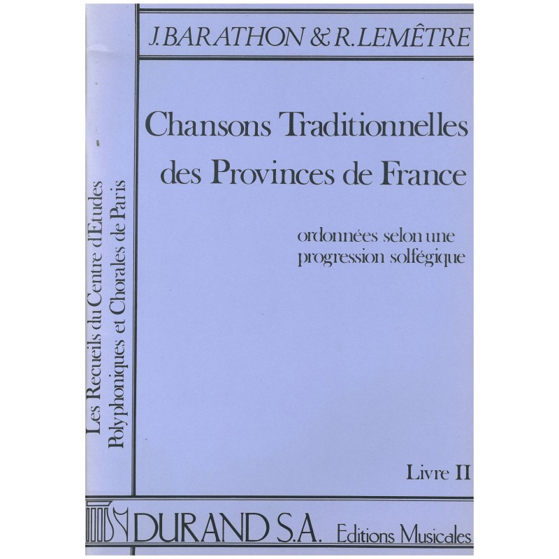 J. Barathon & R. Lemêtre, Chansons Traditionnelles des Provinces de France
