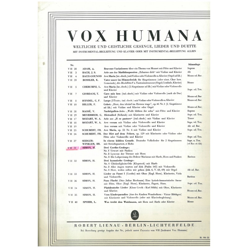 Hermann Simon, Vox Humana