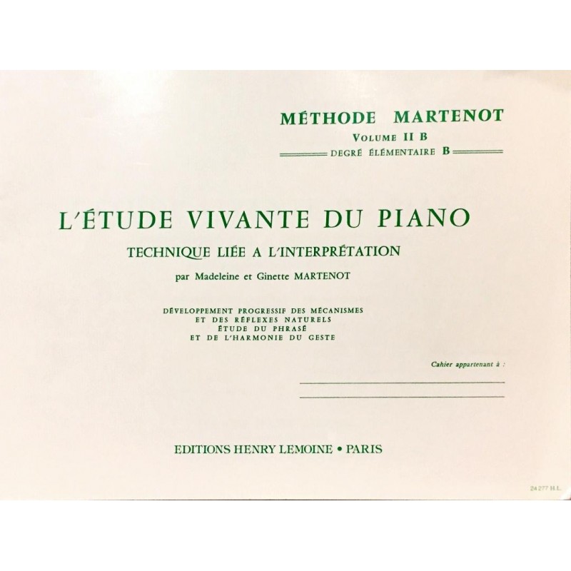 Méthode Martenot, L'étude vivante du piano Volume 2B