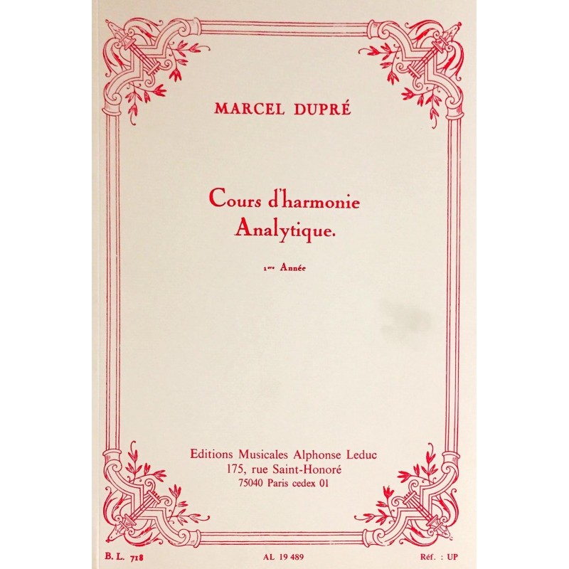 Marcel Dupré, Cours d'harmonie analytique Volume 1