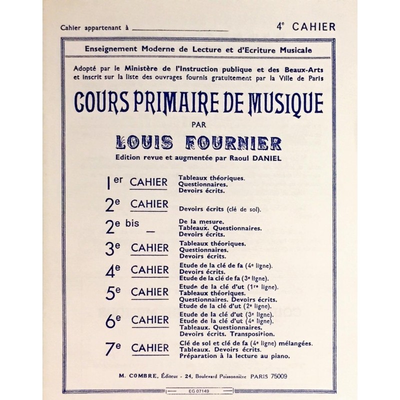 Louis Fournier, Cours primaire de musique Volume 4