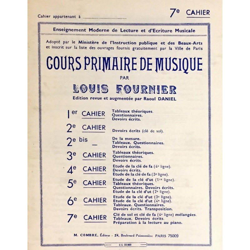 Louis Fournier, Cours primaire de musique Volume 7